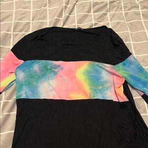 Black Top with Tie-Dye Accent